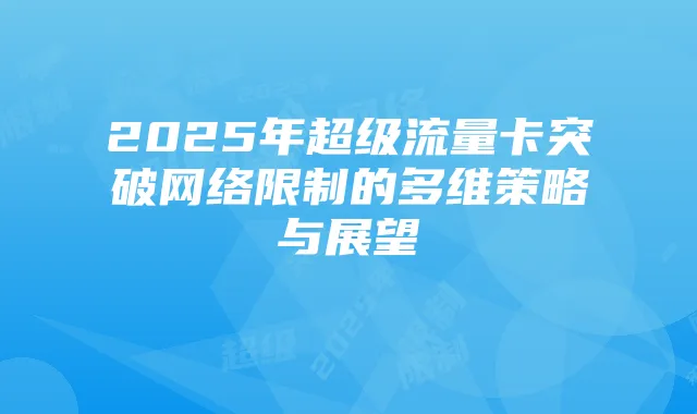 2025年超级流量卡突破网络限制的多维策略与展望