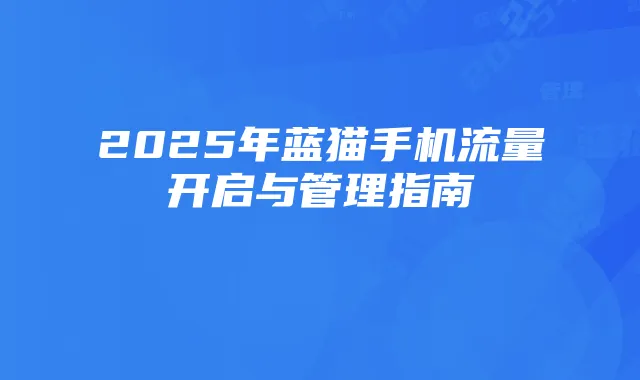 2025年蓝猫手机流量开启与管理指南