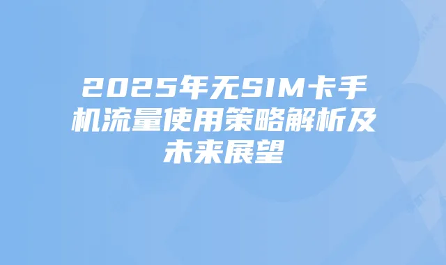 2025年无SIM卡手机流量使用策略解析及未来展望