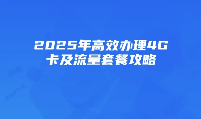 2025年高效办理4G卡及流量套餐攻略