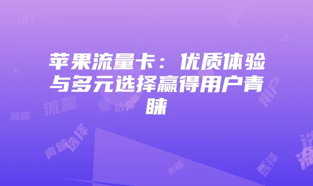 苹果流量卡:优质体验与多元选择赢得用户青睐