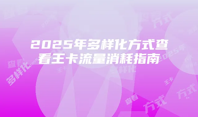 2025年多样化方式查看王卡流量消耗指南