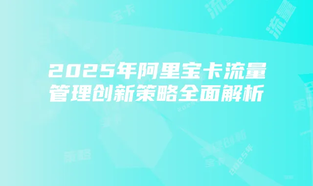 2025年阿里宝卡流量管理创新策略全面解析