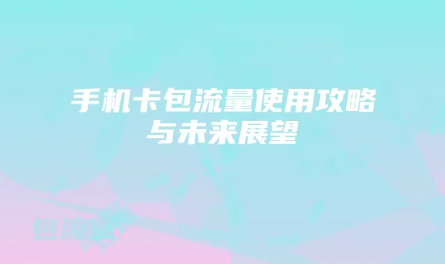 手机卡包流量使用攻略与未来展望