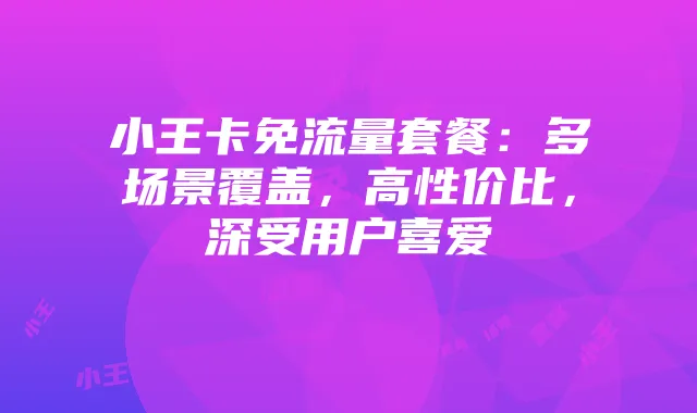 小王卡免流量套餐：多场景覆盖，高性价比，深受用户喜爱