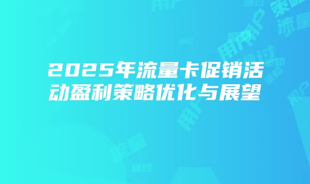 2025年流量卡促销活动盈利策略优化与展望