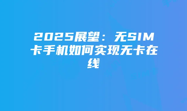 2025展望:无SIM卡手机如何实现无卡在线