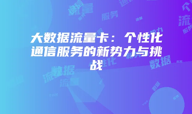 大数据流量卡:个性化通信服务的新势力与挑战