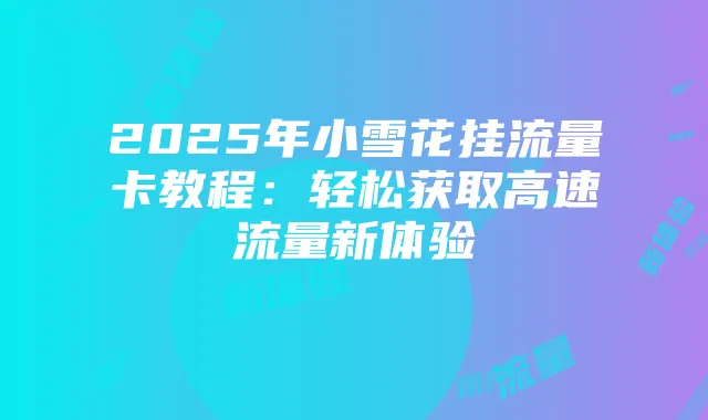 2025年小雪花挂流量卡教程:轻松获取高速流量新体验