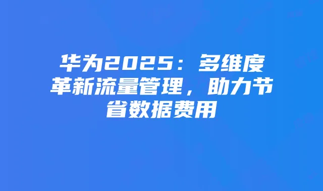 华为2025:多维度革新流量管理,助力节省数据费用