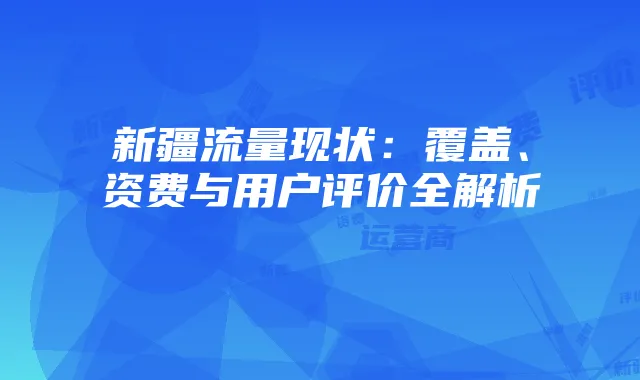 新疆流量现状:覆盖、资费与用户评价全解析