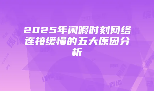 2025年闲暇时刻网络连接缓慢的五大原因分析