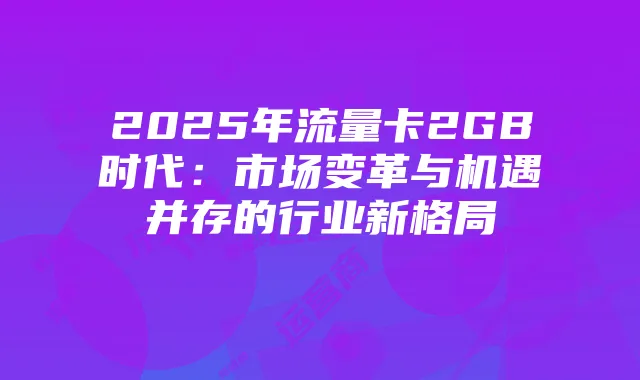 2025年流量卡2GB时代:市场变革与机遇并存的行业新格局