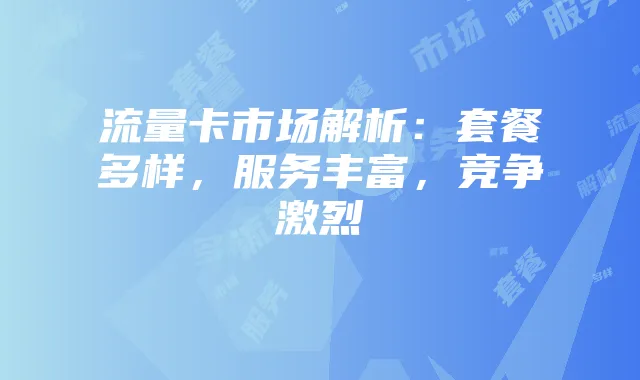 流量卡市场解析:套餐多样,服务丰富,竞争激烈